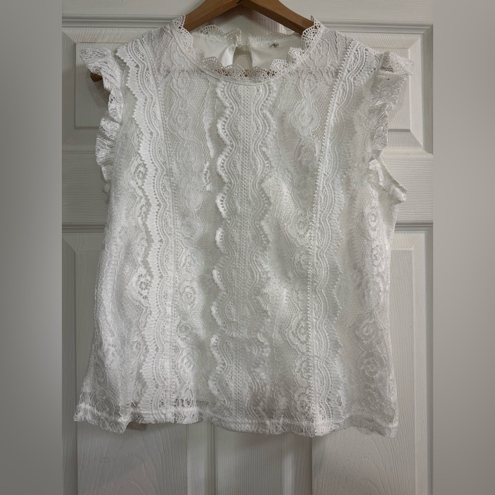 White Lace Sleeveless Top